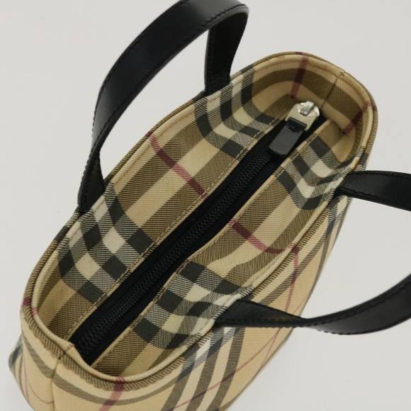 BURBERRY Nova Check Hand Bag PVC Leather Beige Auth yk6252 - Picture 6 of 10